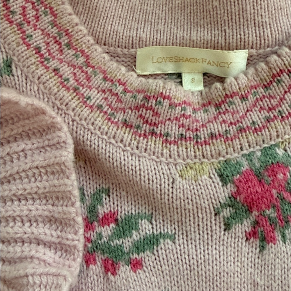Floral Ruffle Pink Sweater - Picture 2 of 4